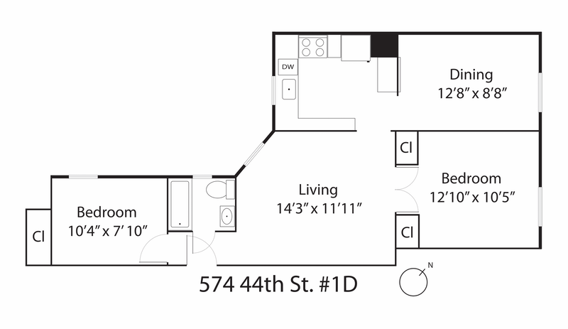 Floorplan for 574 44th St, 1D