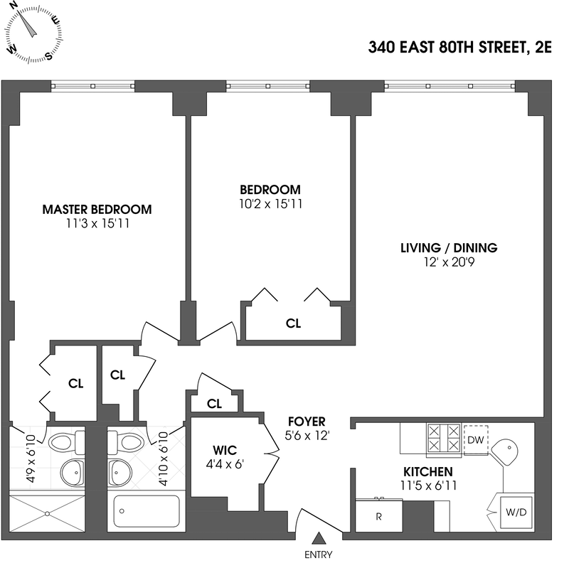 Floorplan for 340 East 80th Street, 2E