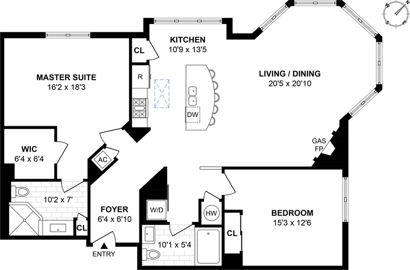 Floorplan for 1200 Grand St, 614