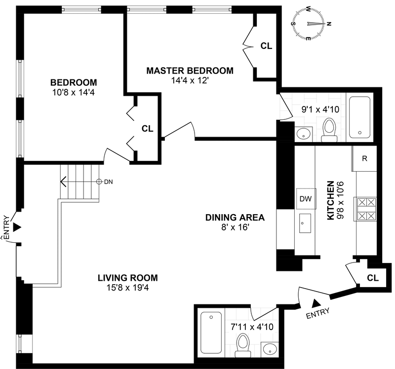 Floorplan for 501 Adams St, 1B