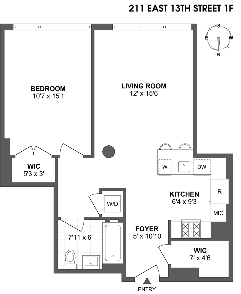 Floorplan for 211 East 13th Street, 1F