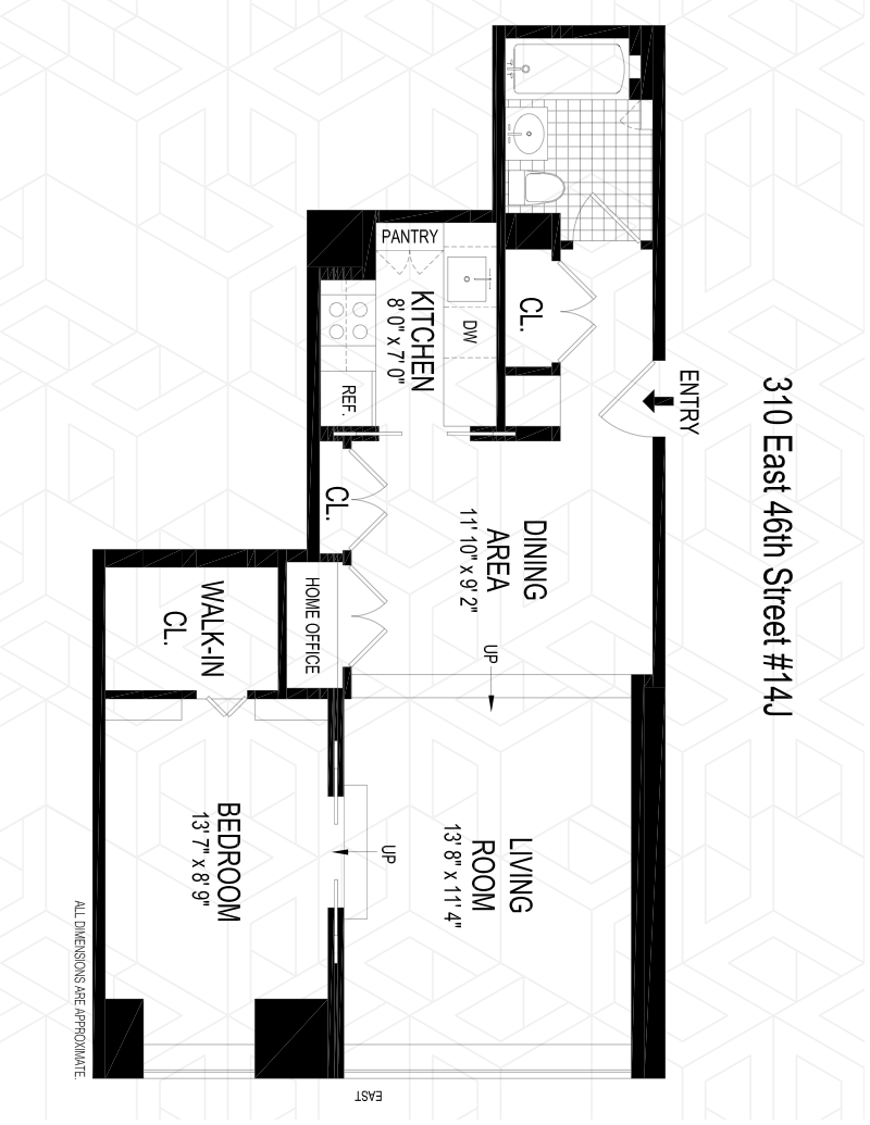 Floorplan for 310 East 46th Street, 14J