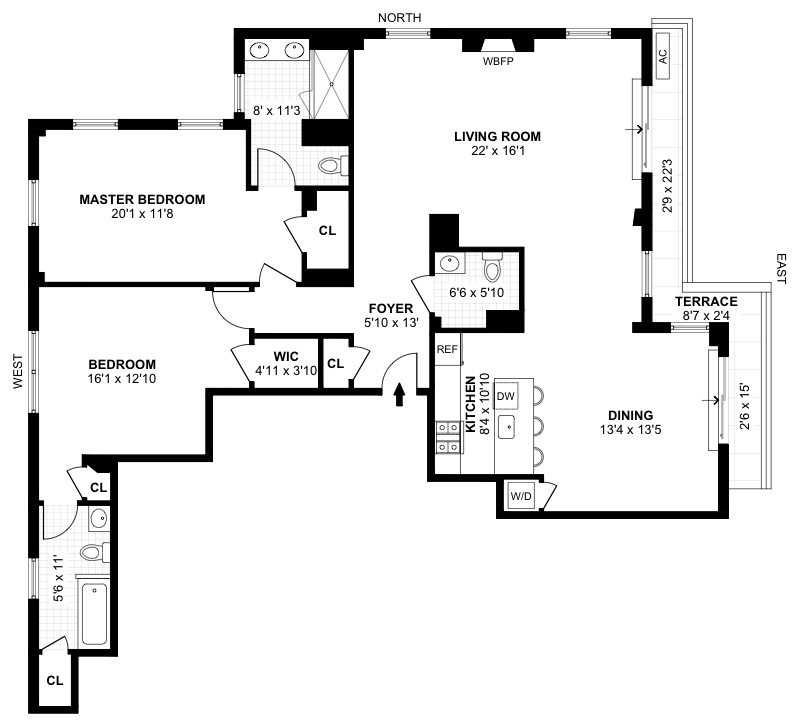 Floorplan for 56 Seventh Avenue, 20B