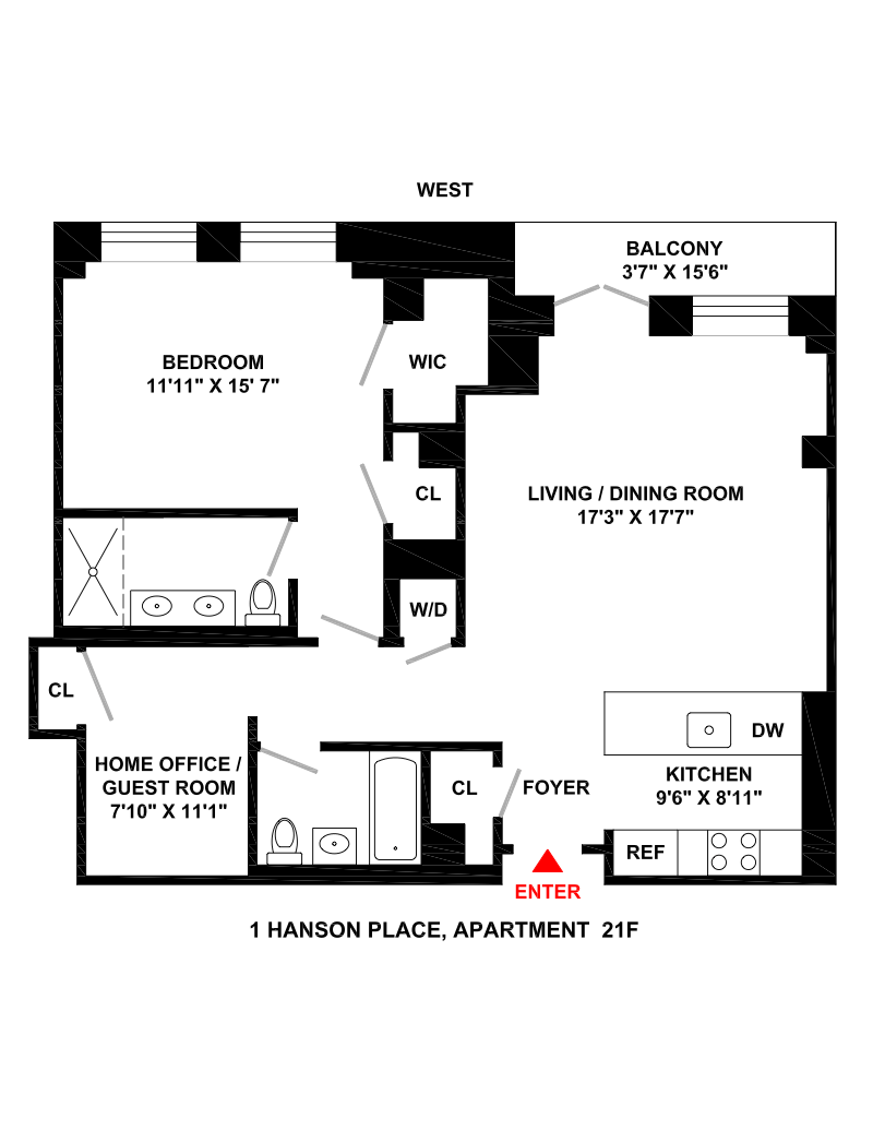Floorplan for 1 Hanson Place, 21F