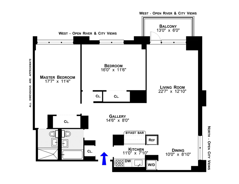 Floorplan for 201 West 70th Street, 26B
