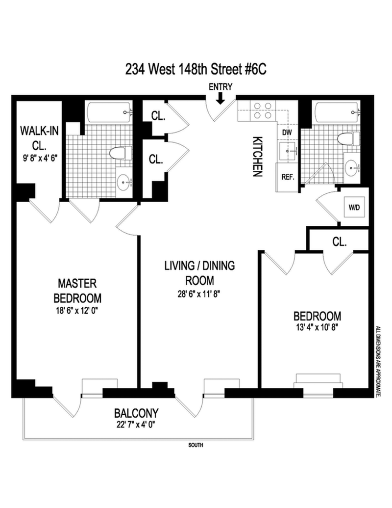 Floorplan for 234 West 148th Street, 6C