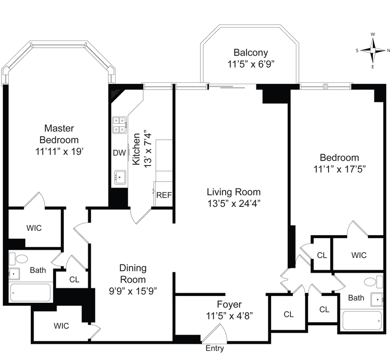 Floorplan for 300 East 74th Street, 27D