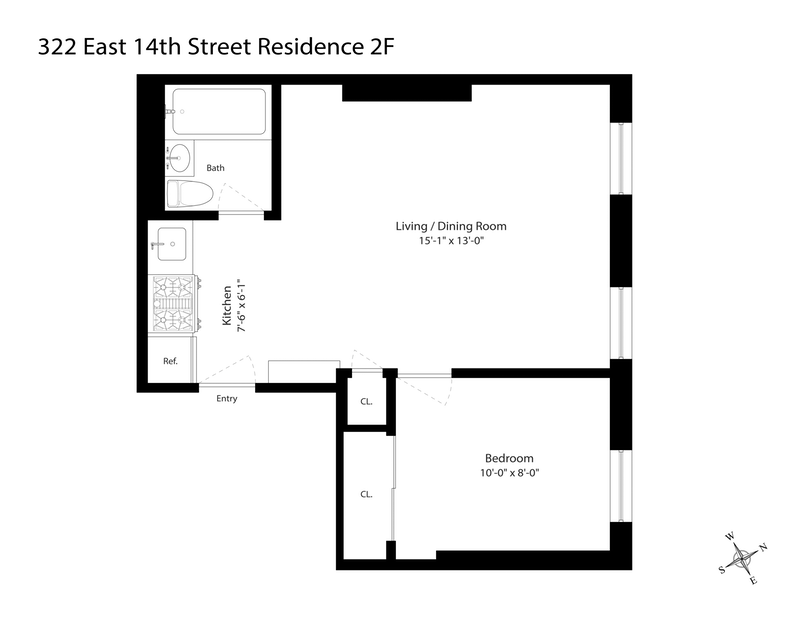 Floorplan for 322 East 14th Street, 2F