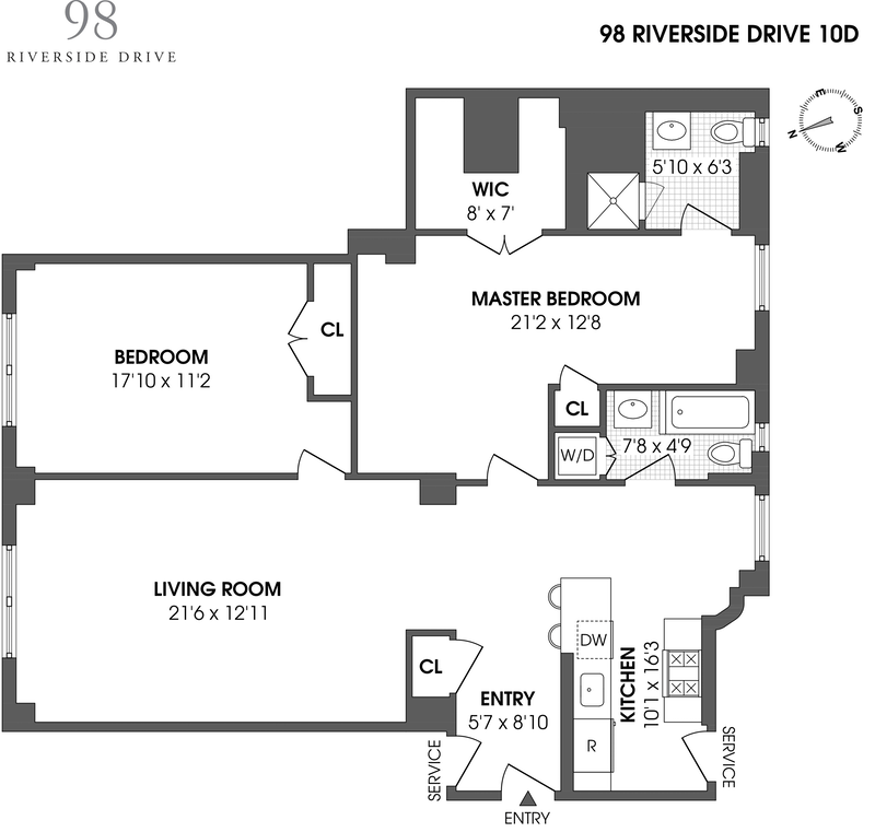 Floorplan for 98 Riverside Drive, 10D