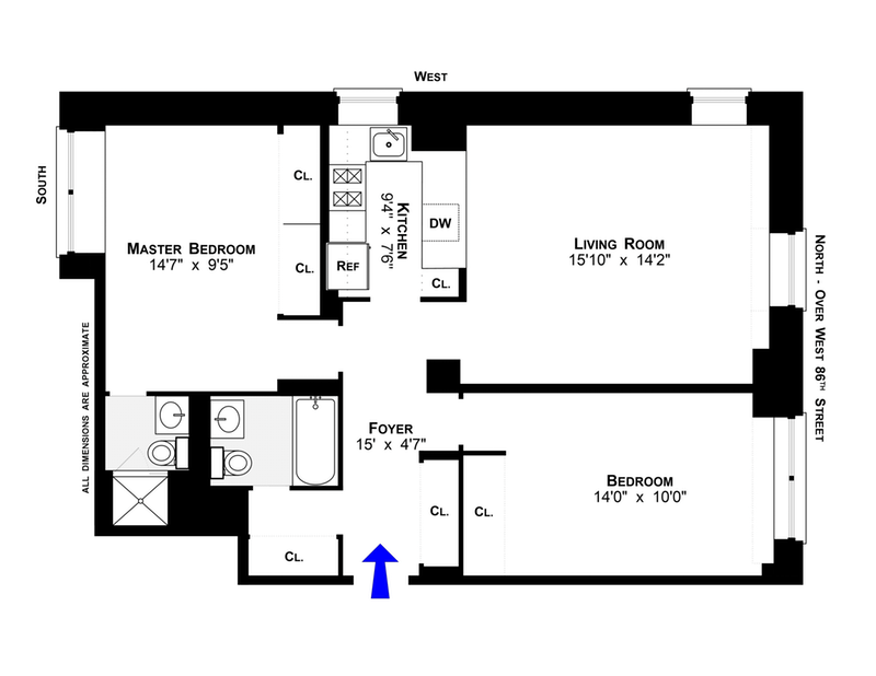 Floorplan for 257 Central Park West, 3E