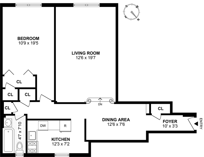 Floorplan for 405 West 57th Street, 6F