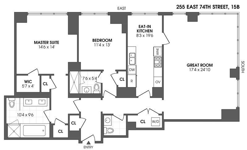 Floorplan for 255 East 74th Street, 15B