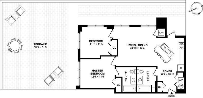 Floorplan for 610 Newark St, 2H