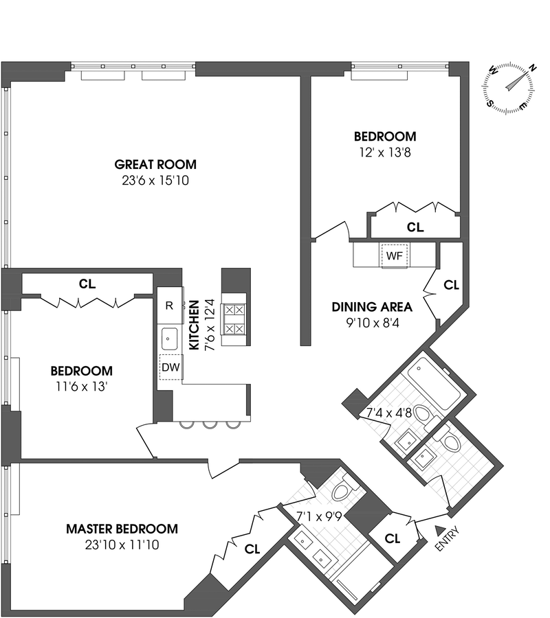 Floorplan for 303 East 43rd Street, 7B