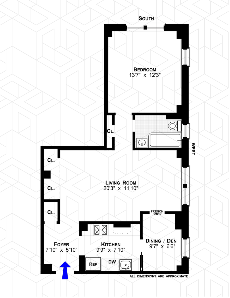 Floorplan for 310 West 106th Street, 2C