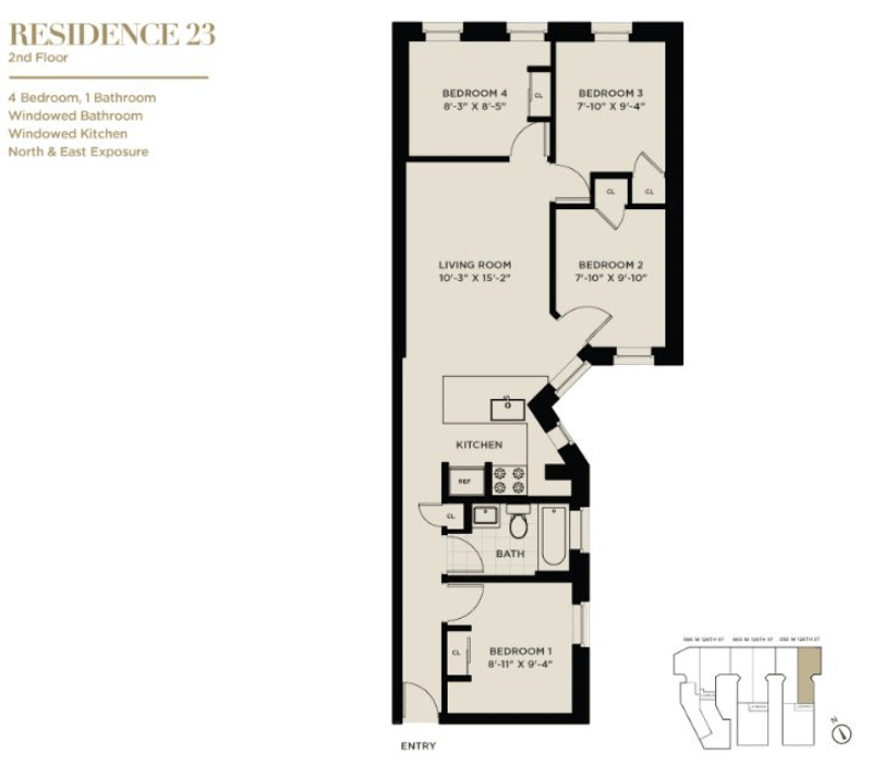 Floorplan for 560 West 126th Street, 556/23