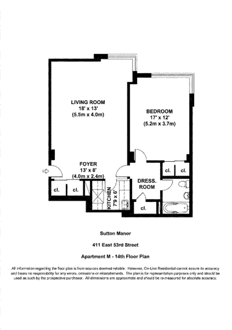 Floorplan for 411 East 53rd Street, 14M