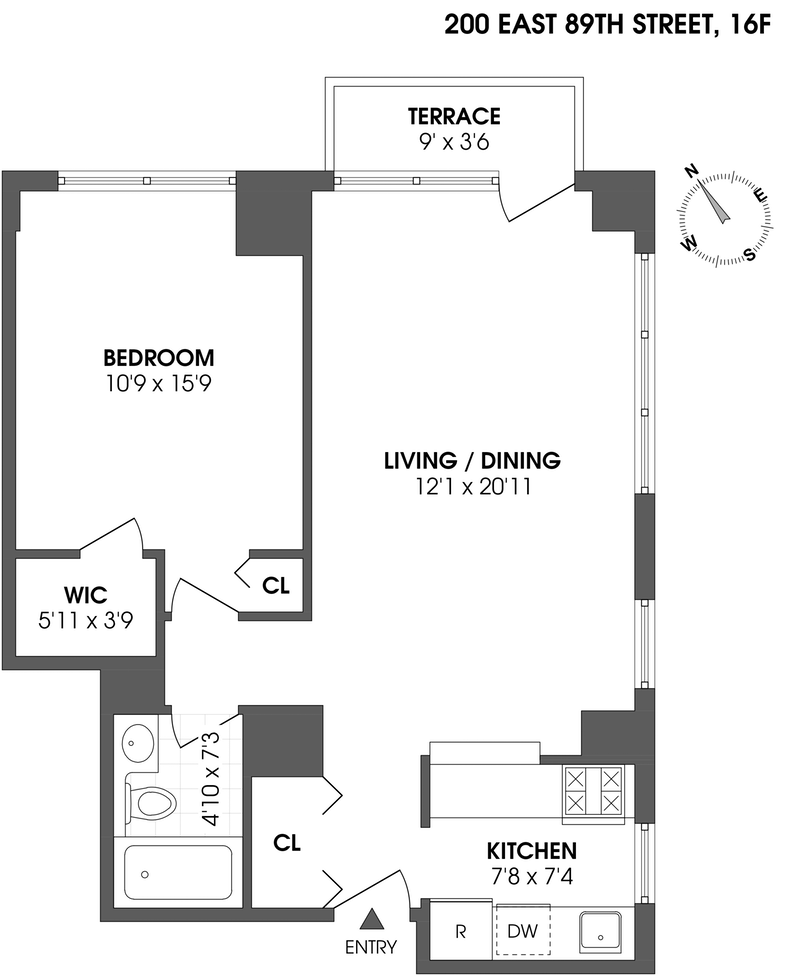 Floorplan for 200 East 89th Street, 16F