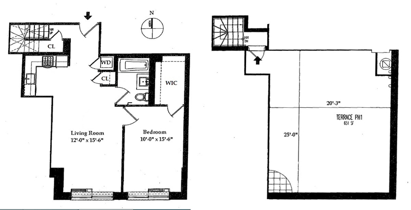 Floorplan for 505 West 47th Street, PH1N
