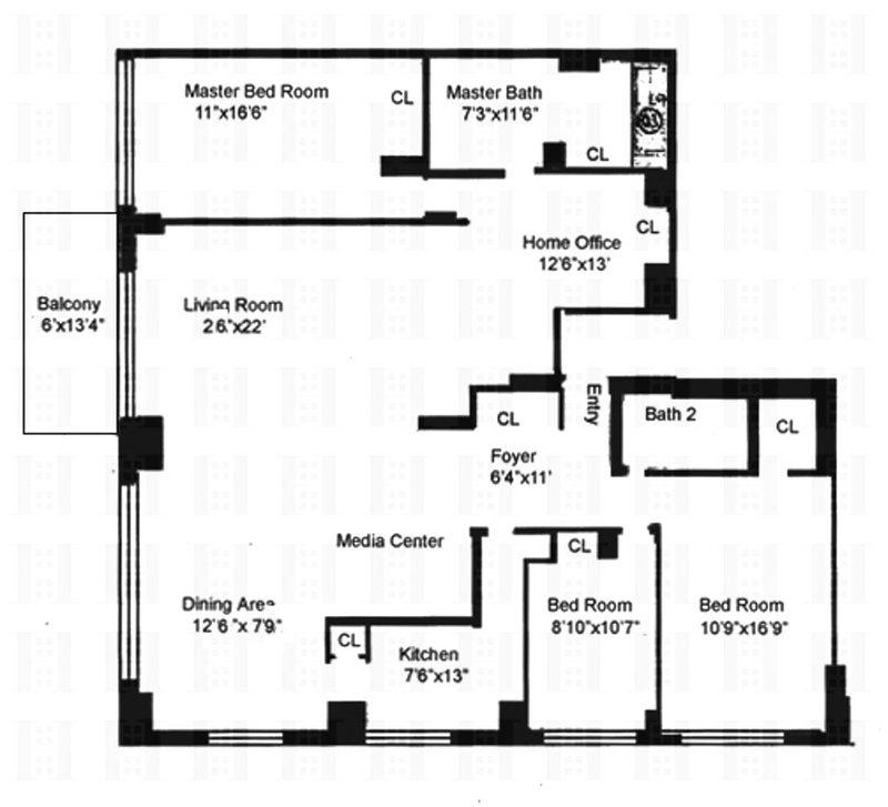 Floorplan for 60 East 8th Street, 26B/C