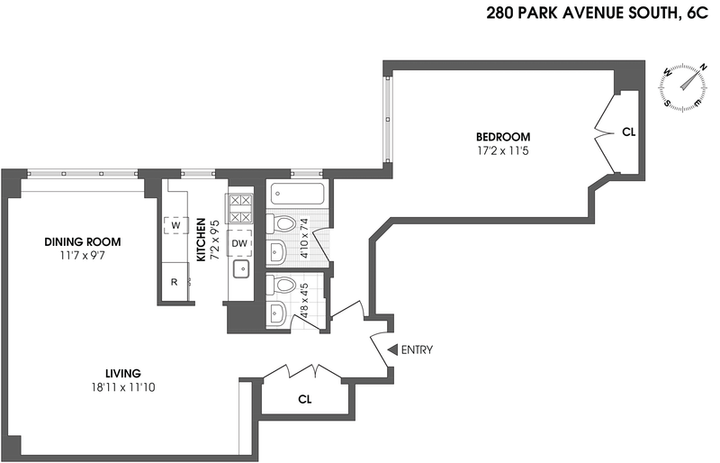 Floorplan for 280 Park Avenue South, 6C