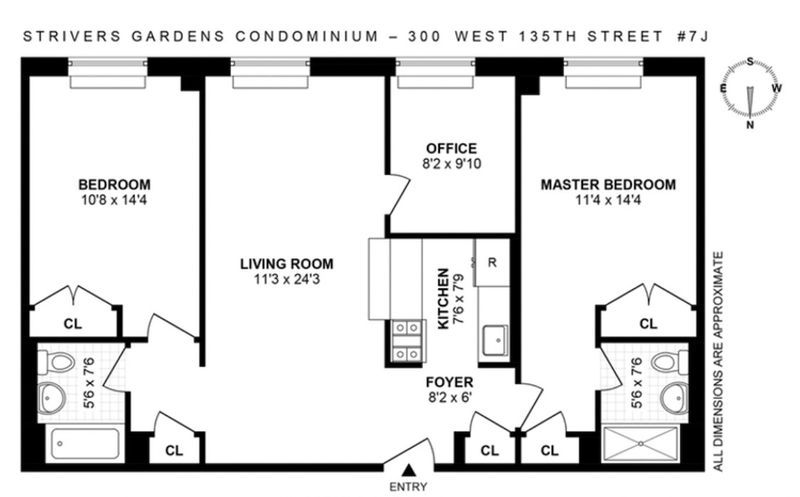 Floorplan for 300 West 135th Street, 7J