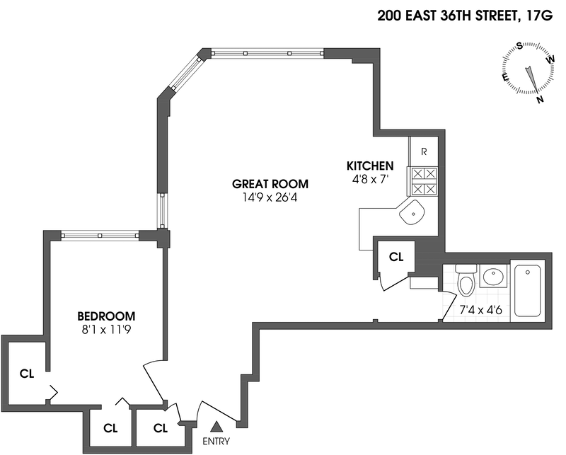 Floorplan for 200 East 36th Street, 17G
