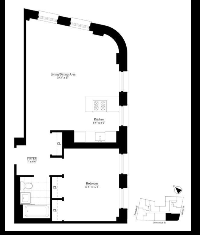 Floorplan for 120 Greenwich Street, 9C