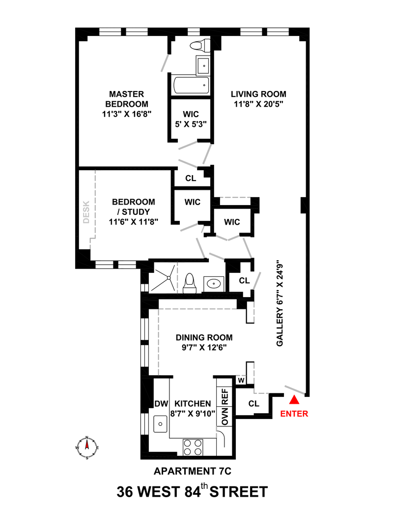 Floorplan for 36 West 84th Street, 7C