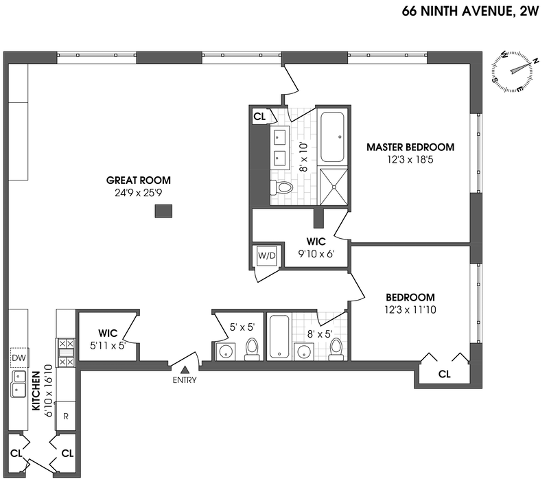 Floorplan for 66 Ninth Avenue, 2W