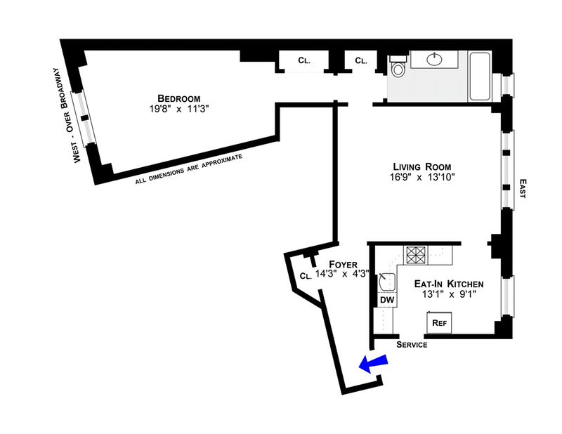 Floorplan for 215 West 75th Street, 6H