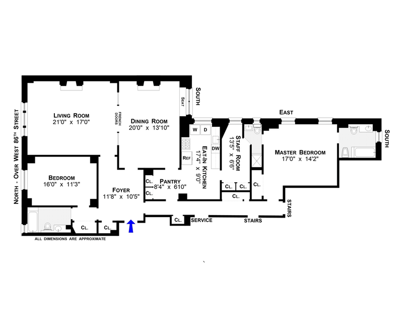 Floorplan for 320 West 86th Street, 2B