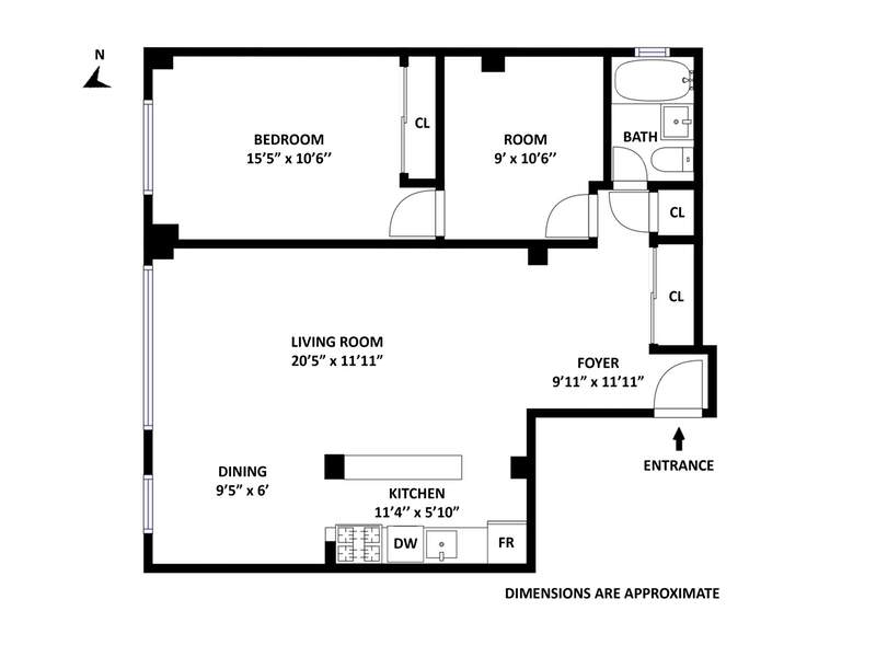 Floorplan for 347 East 53rd Street, 6B
