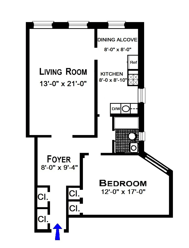 Floorplan for 310 East 75th Street, 1C