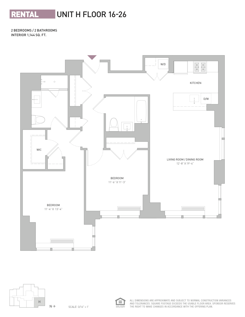 Floorplan for 388 Bridge Street, 16H