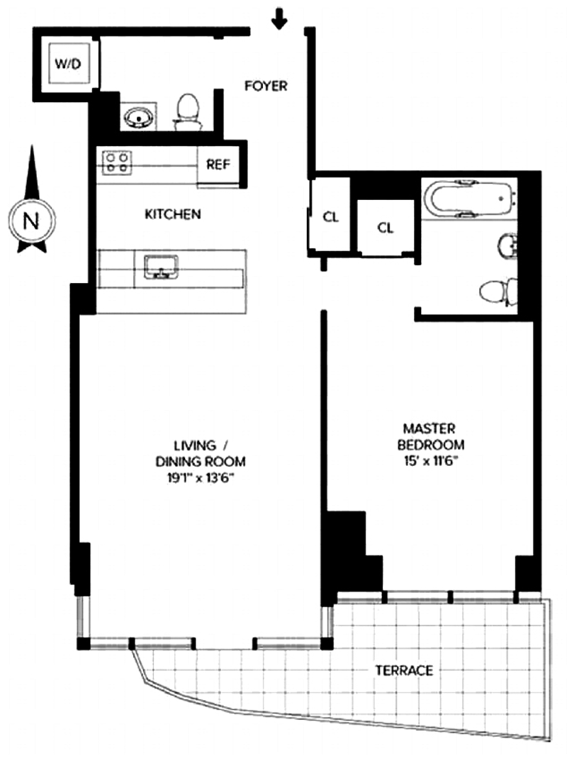 Floorplan for 555 West 59th Street, 11D