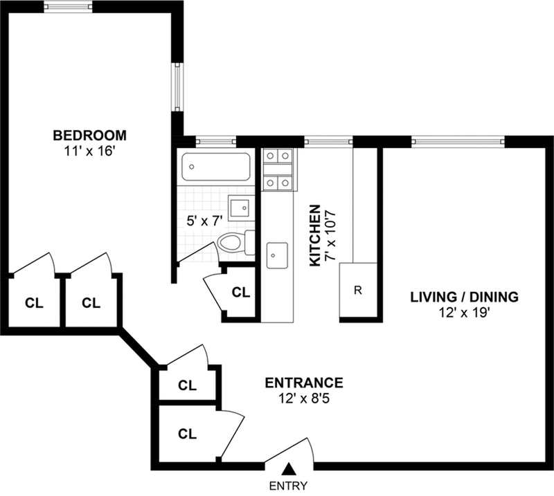 Floorplan for 131 74th Street, APT3A