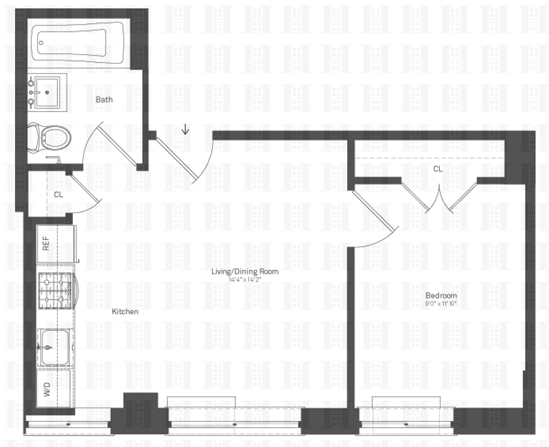 Floorplan for 505 West 47th Street, 6AS