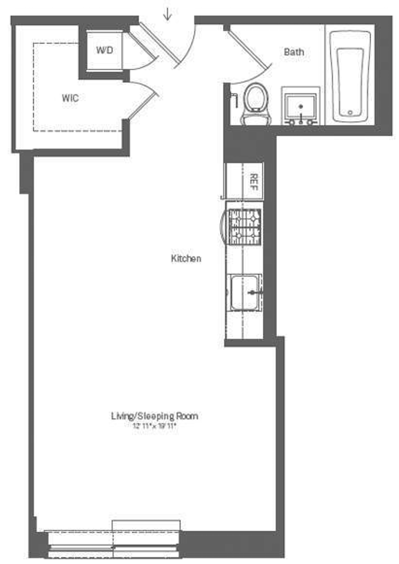 Floorplan for 505 West 47th Street, 2BS