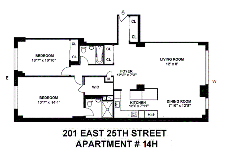 Floorplan for 201 East 25th Street, 14H