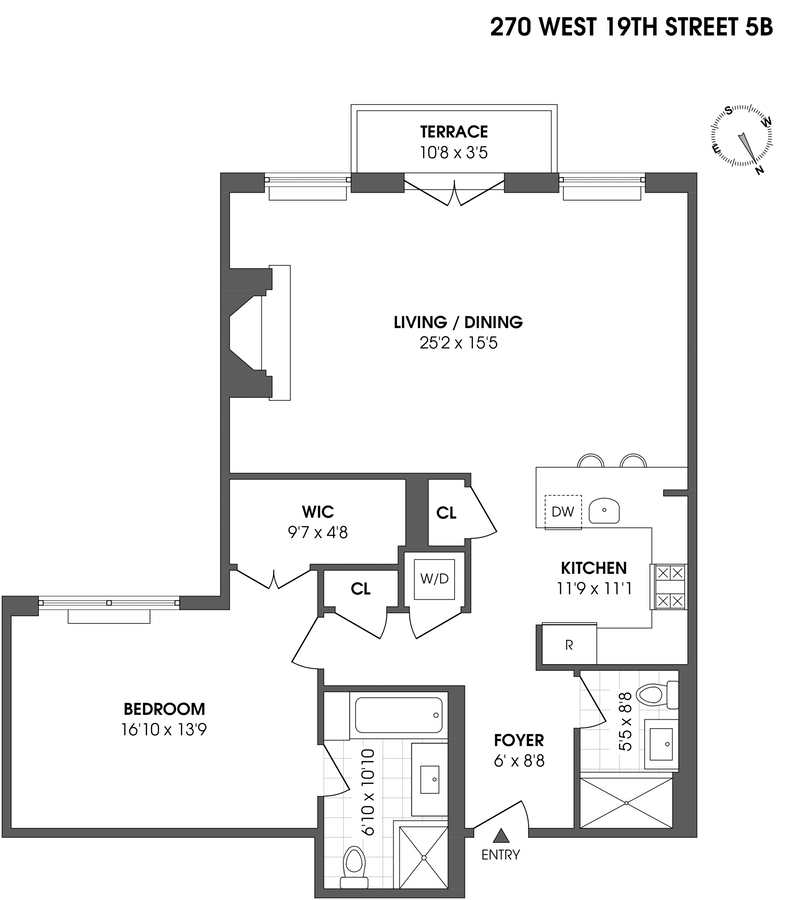 Floorplan for 270 West 19th Street, 5B