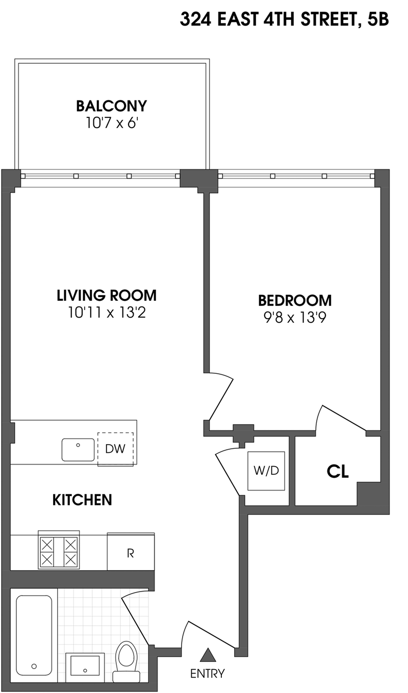 Floorplan for 324 East 4th Street, 5B