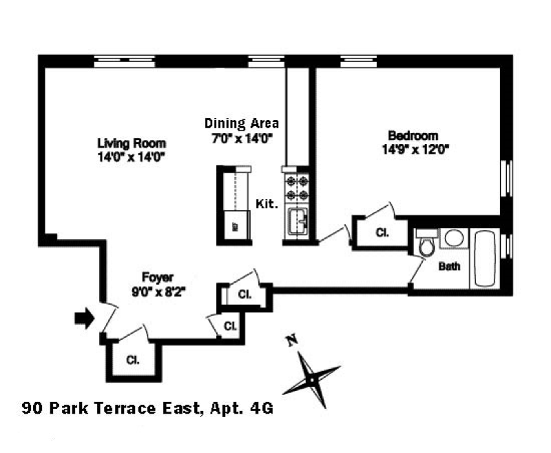 Floorplan for 90 Park Terrace East, 4G
