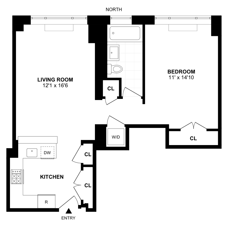 Floorplan for 635 West 42nd Street, 22C