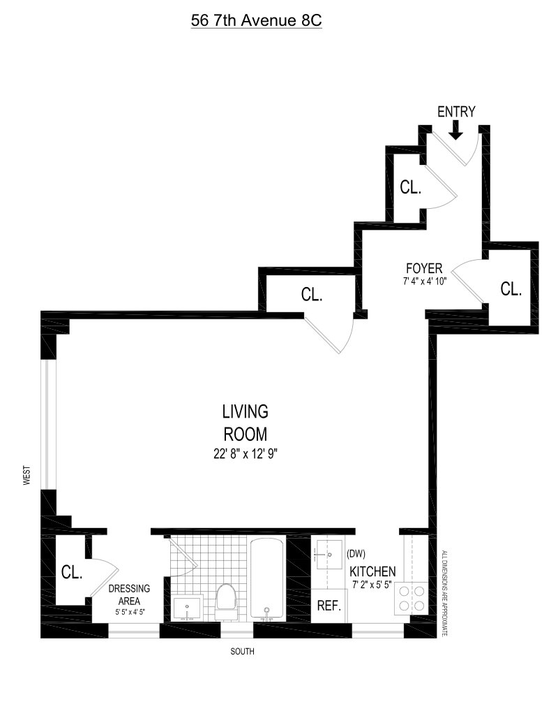 Floorplan for 56 Seventh Avenue, 8C