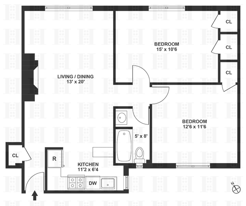 Floorplan for 251 West 71st Street, 1C