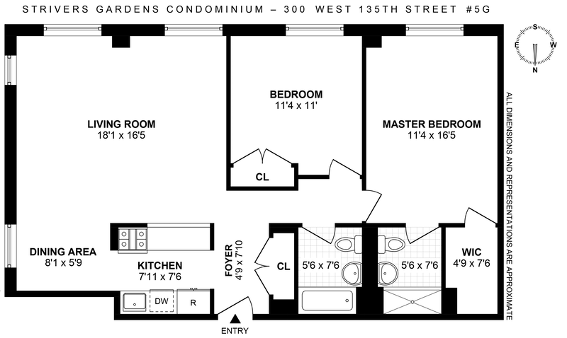 Floorplan for 300 West 135th Street, 5G