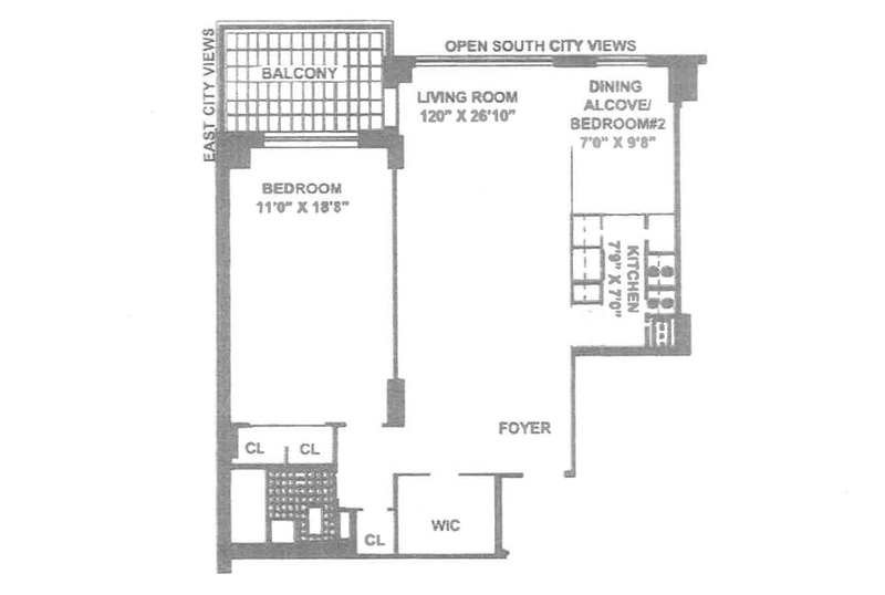 Floorplan for Sunny Jr  4 W/City Views/Balcony