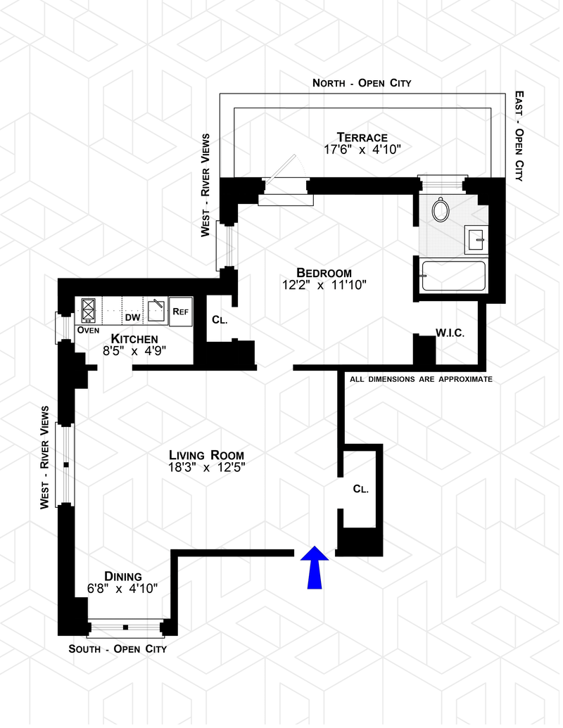 Floorplan for 304 West 75th Street, 14A