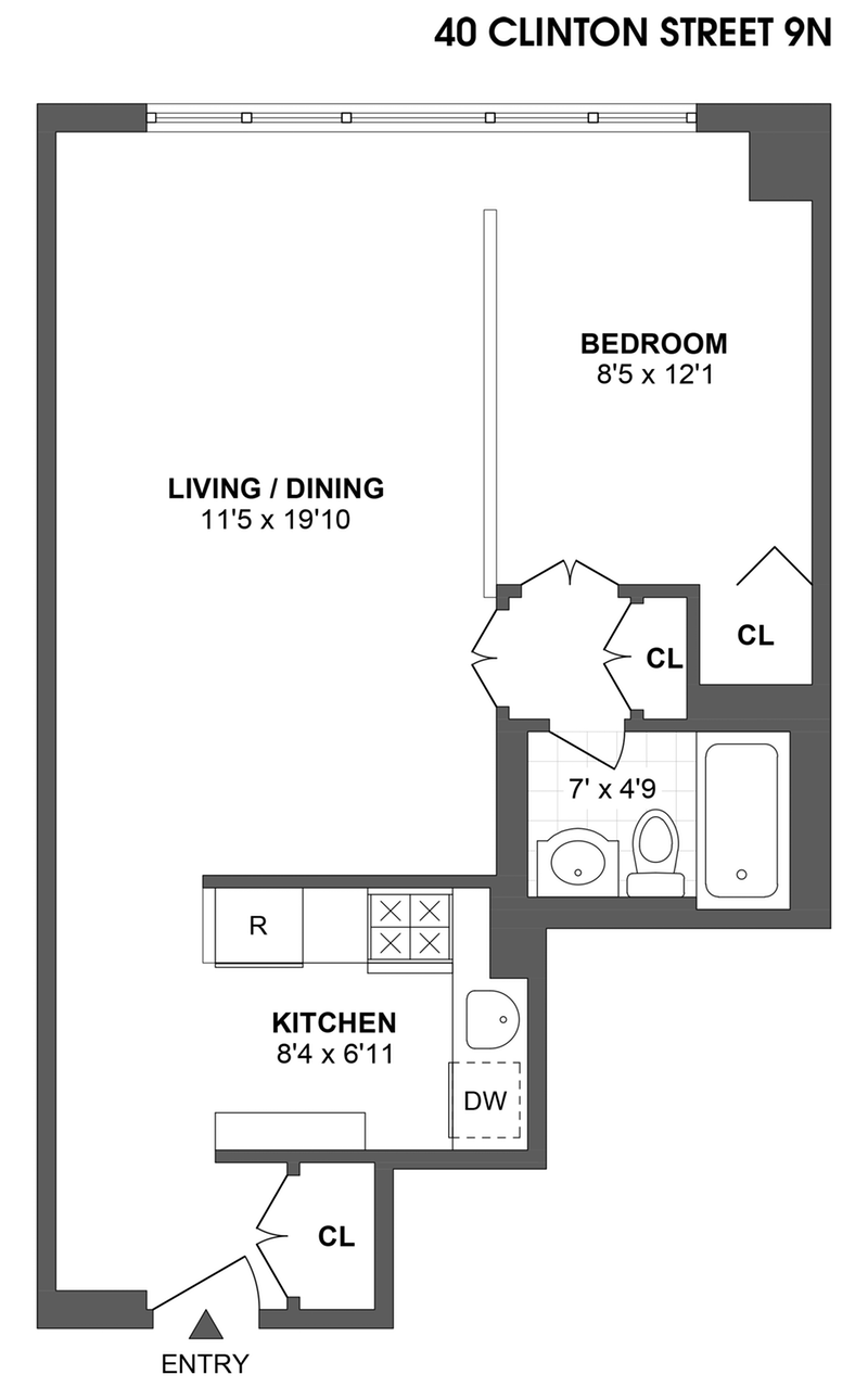 Floorplan for 40 Clinton Street, 9N